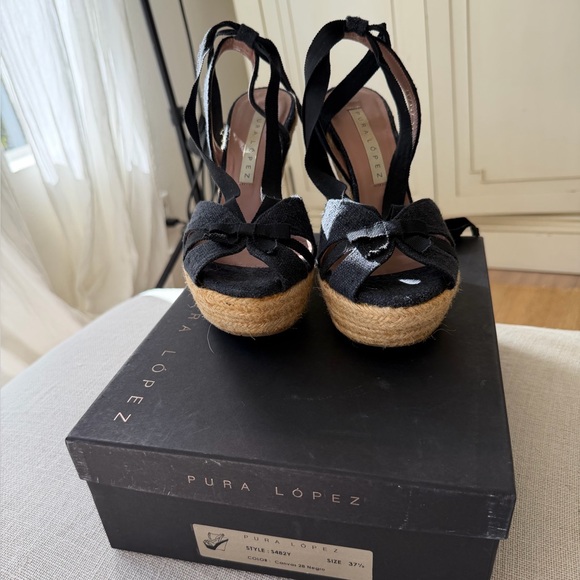 Neiman Marcus, REVOLVE Free People Brand  Wedge platform espadrille Black LOVE - Picture 9 of 10